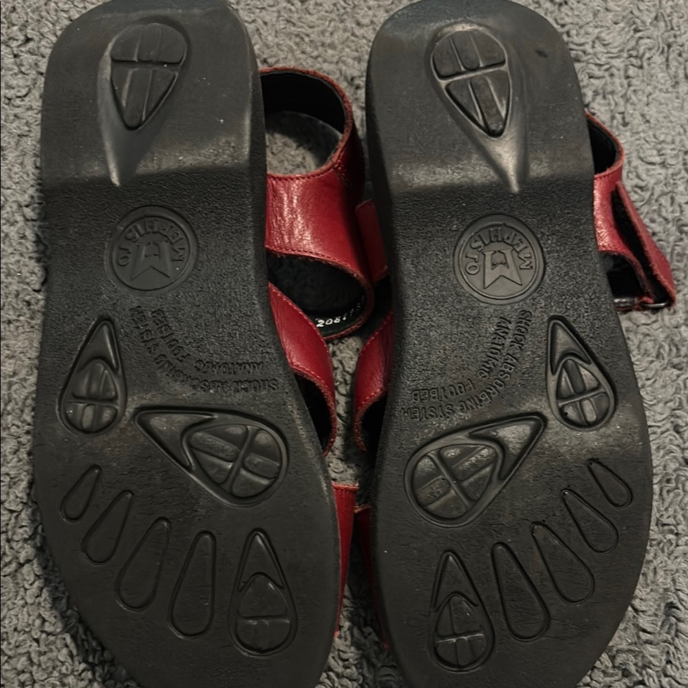 Mephisto Red Leather Sandals - Picture 3 of 4